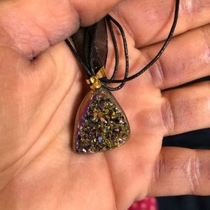 Druzy Agate Necklace Rainbow
